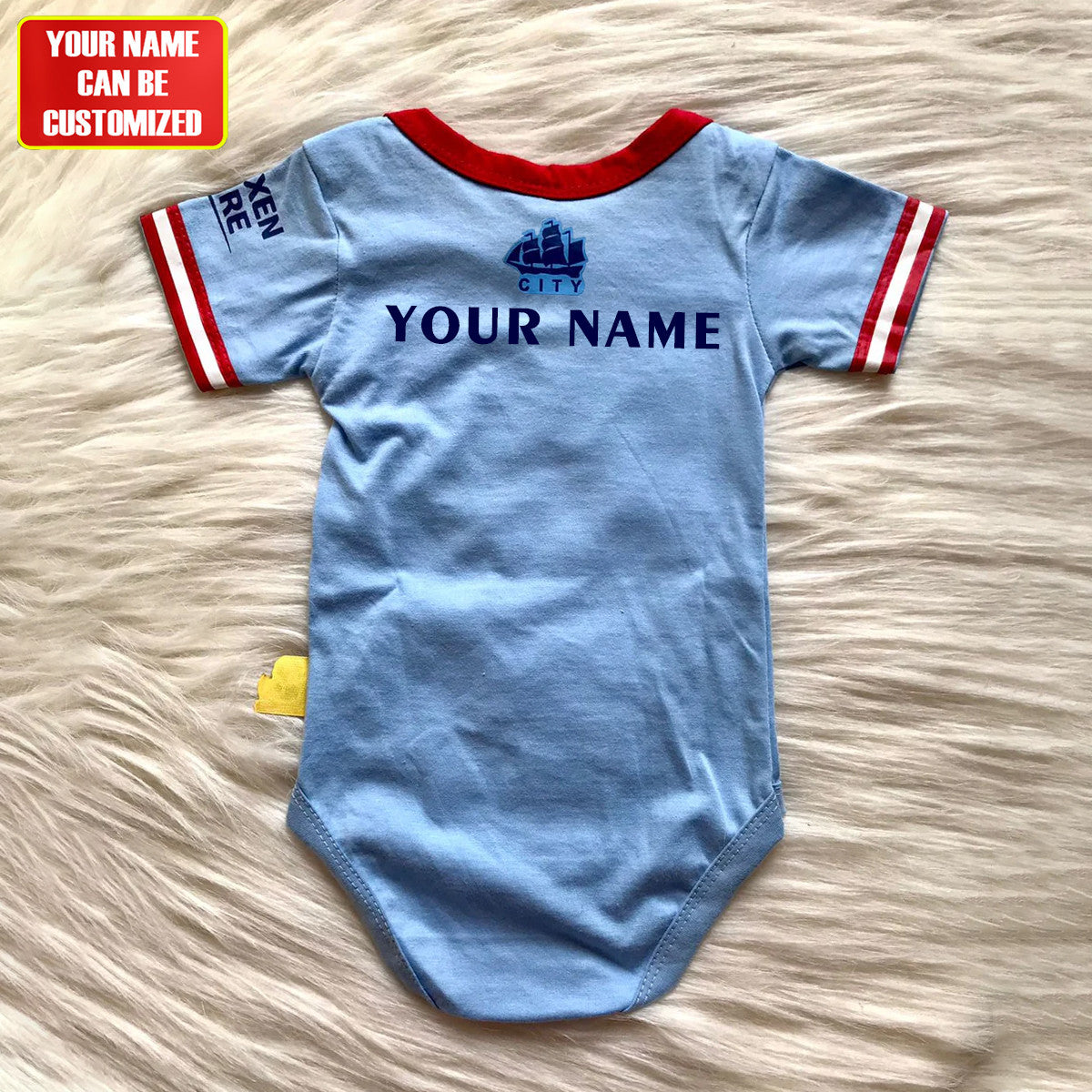 Customized Man City Soccer Jersey , Baby Rib Bodysuit Sizes V2