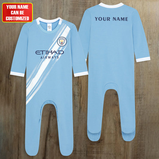 Man City Soccer Customized Baby Rib Sleepwear