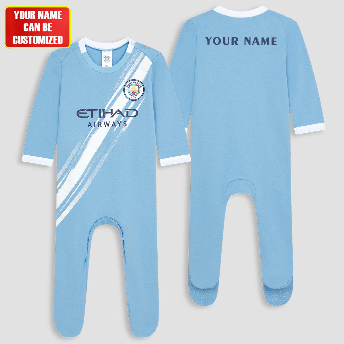 Man City Soccer Customized Baby Rib Sleepwear