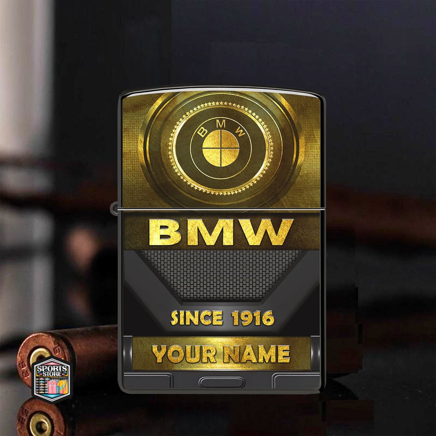 Personalized BW Golden Luxury Zippo Lighter