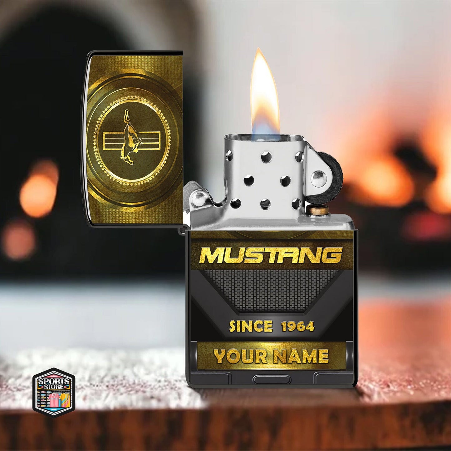 Personalized F Mustang Golden Luxury Zippo Lighter