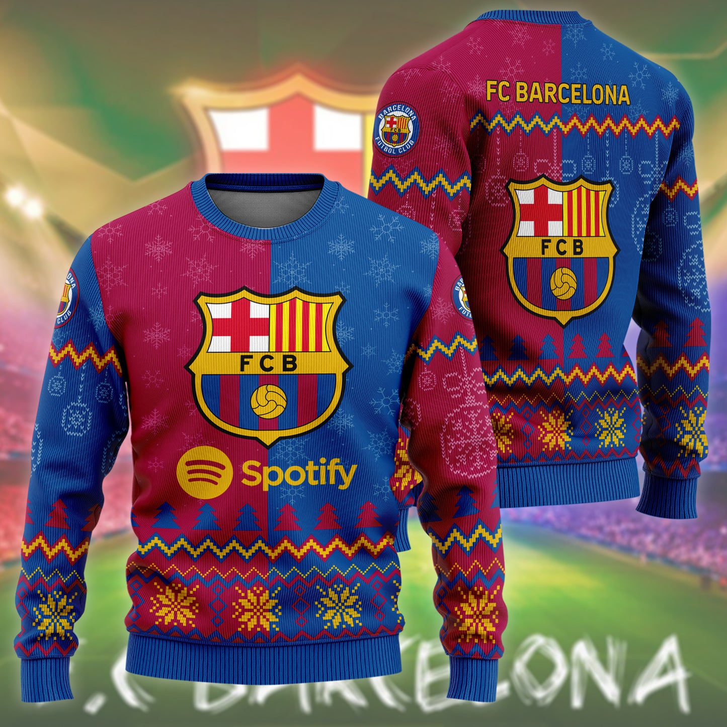 Barça FC Ugly Christmas Sweater , Unisex Wool Sweater