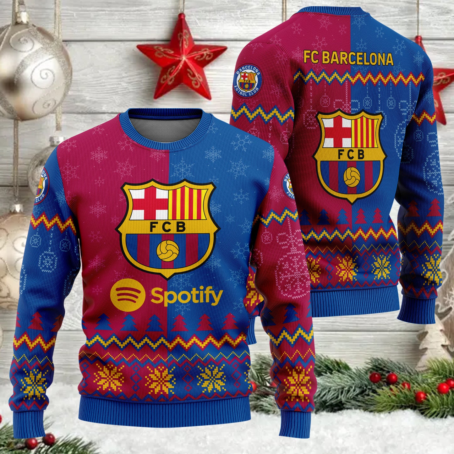 Barça FC Ugly Christmas Sweater , Unisex Wool Sweater