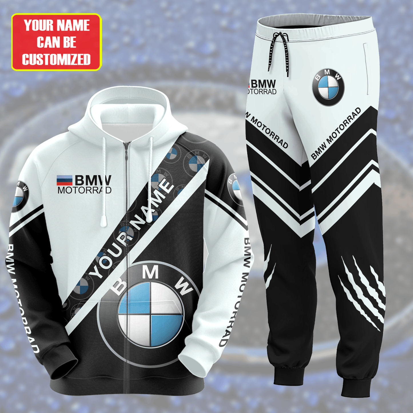 Personalized BW Motorrad Sport 3D All over Printed Hoodie and Sweatpants set