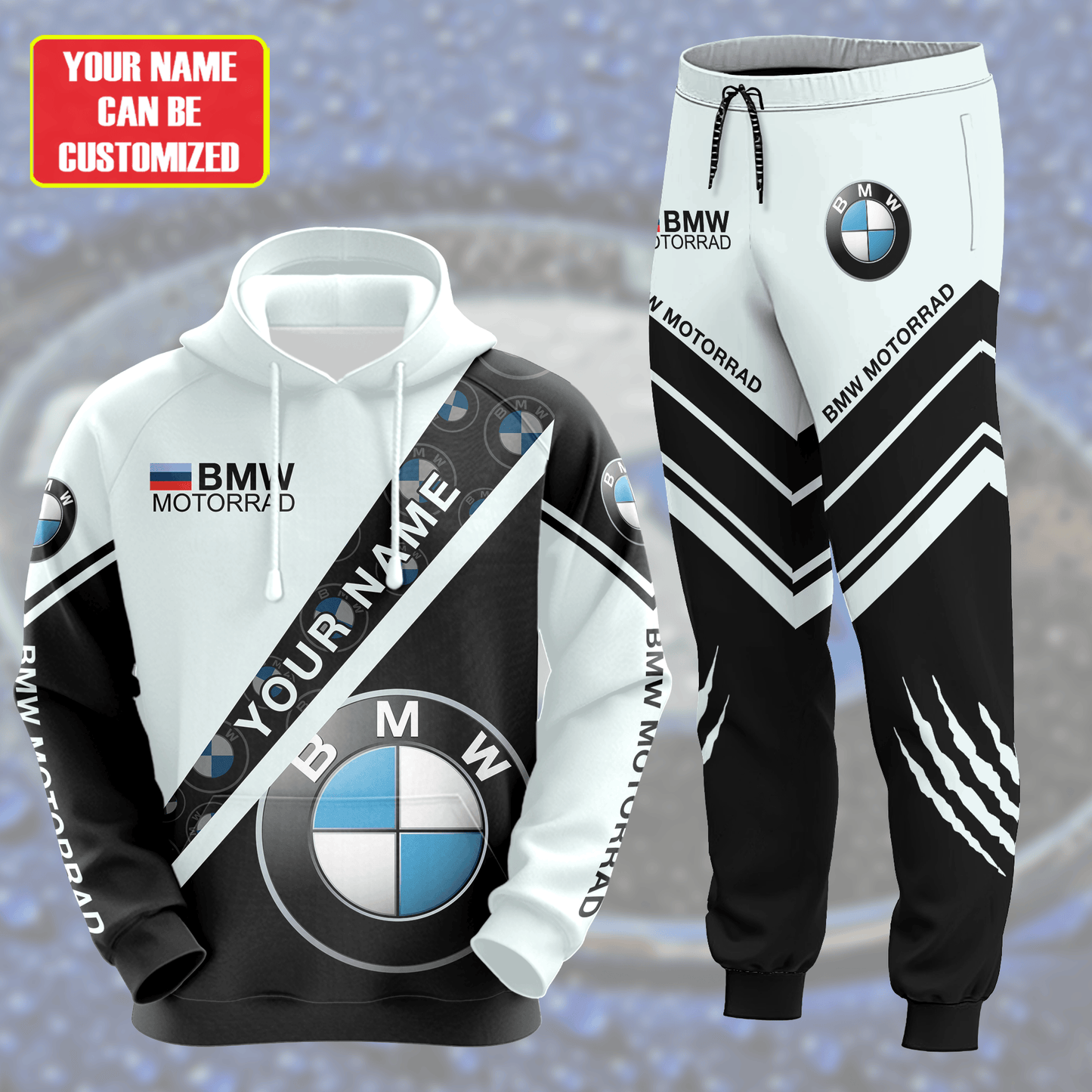 Personalized BW Motorrad Sport 3D All over Printed Hoodie and Sweatpants set