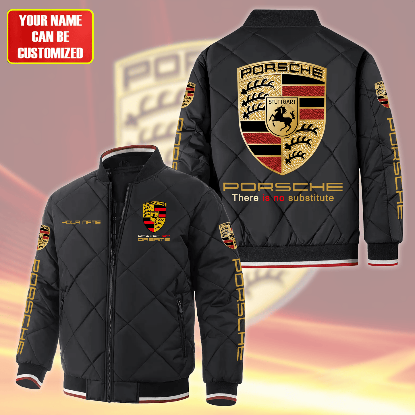 Personalized Pors Sport Puffer Bomber Jacket