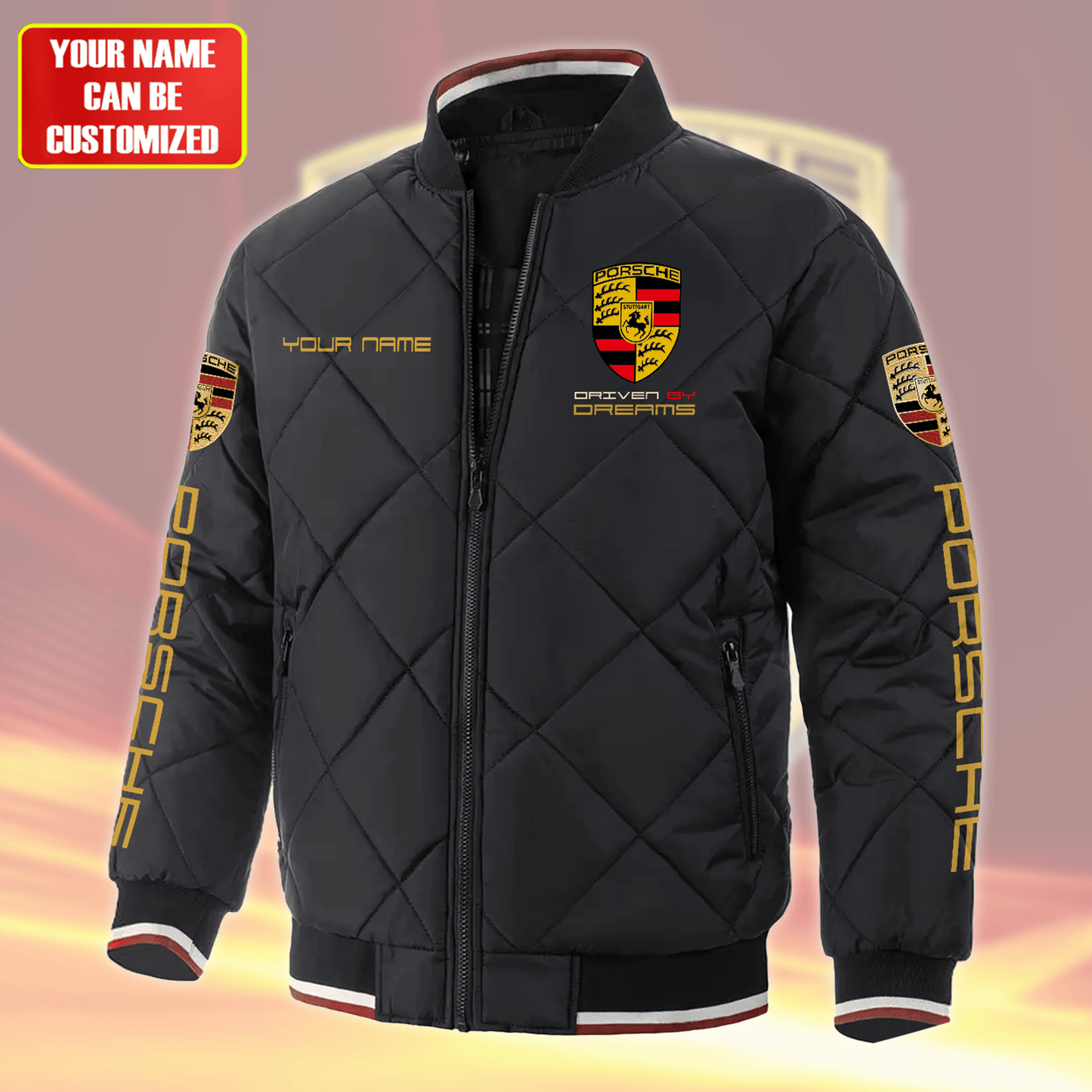 Personalized Pors Sport Puffer Bomber Jacket