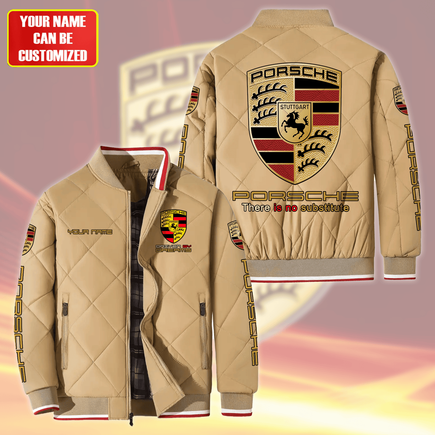 Personalized Pors Sport Puffer Bomber Jacket