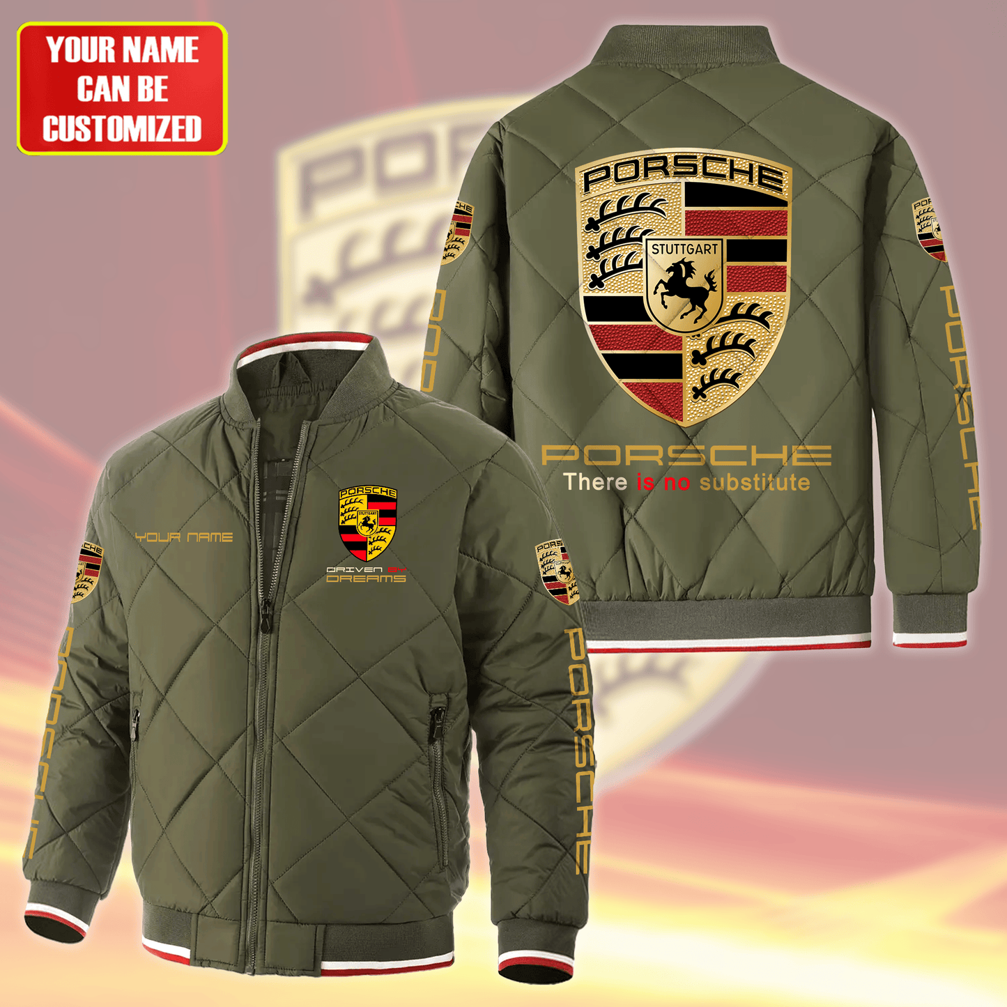 Personalized Pors Sport Puffer Bomber Jacket