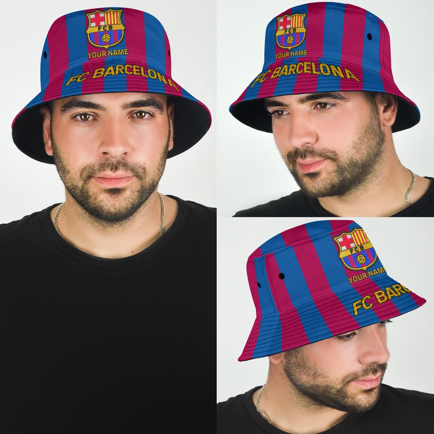 Custom Name Barca Embroidery Pattern Bucket Hat