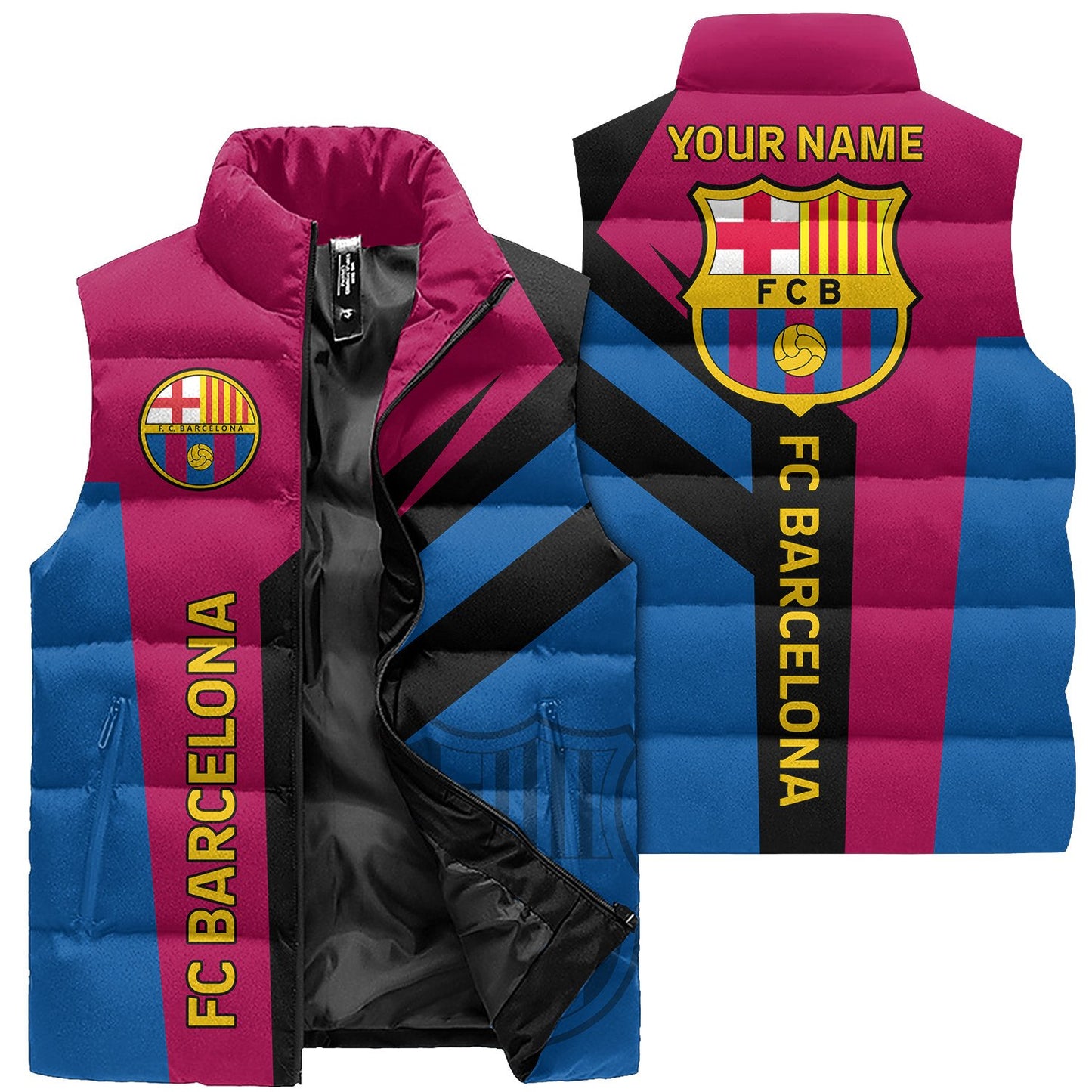 FC Barca Sleeveless Windproof Puffer Jacket 3D