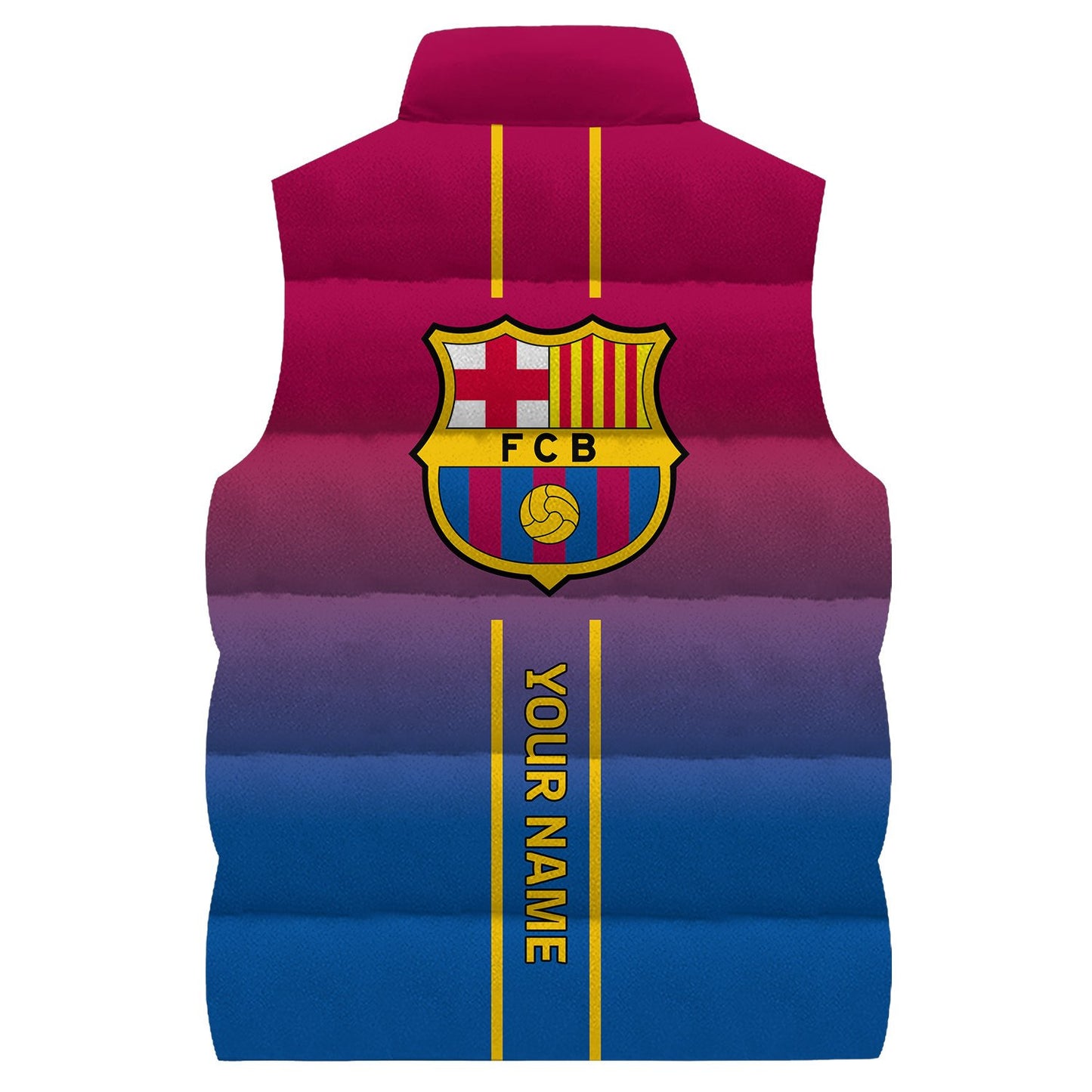 Personalized Barca FC Sleeveless Windproof Puffer Jacket 3D