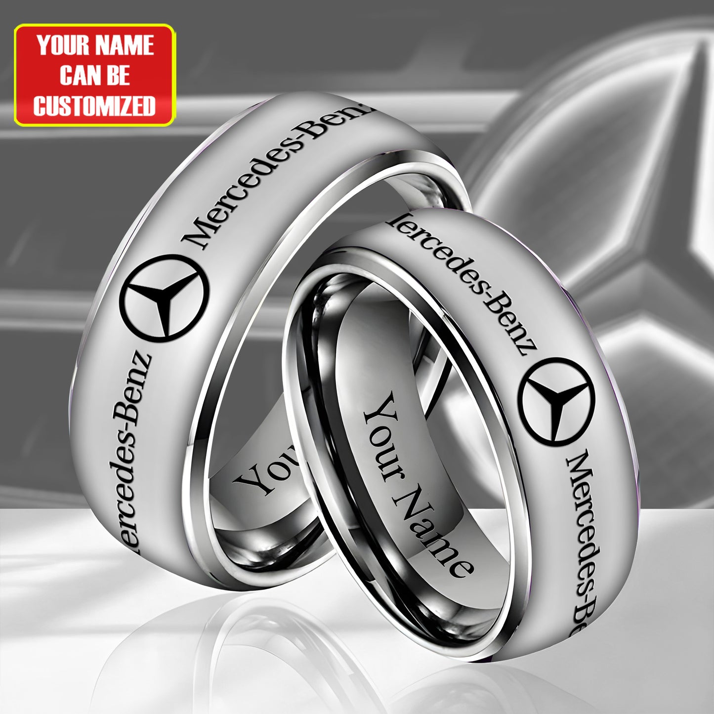 Personalized Merc Laser engraving Alloy Ring