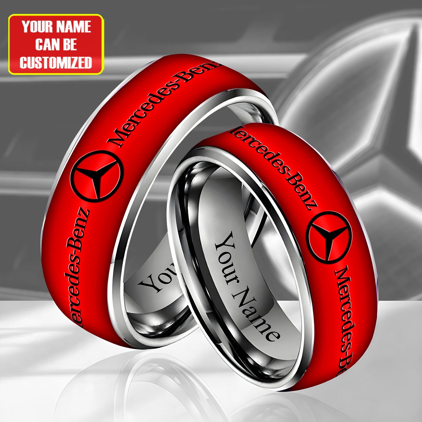 Personalized Merc Laser engraving Alloy Ring