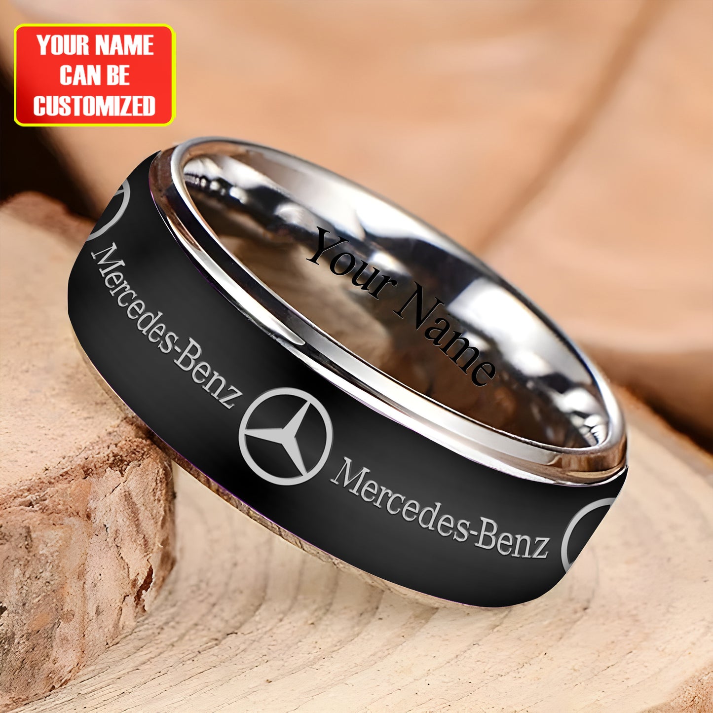 Personalized Merc Laser engraving Alloy Ring