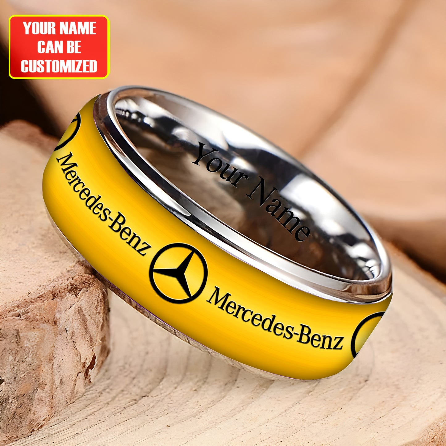 Personalized Merc Laser engraving Alloy Ring