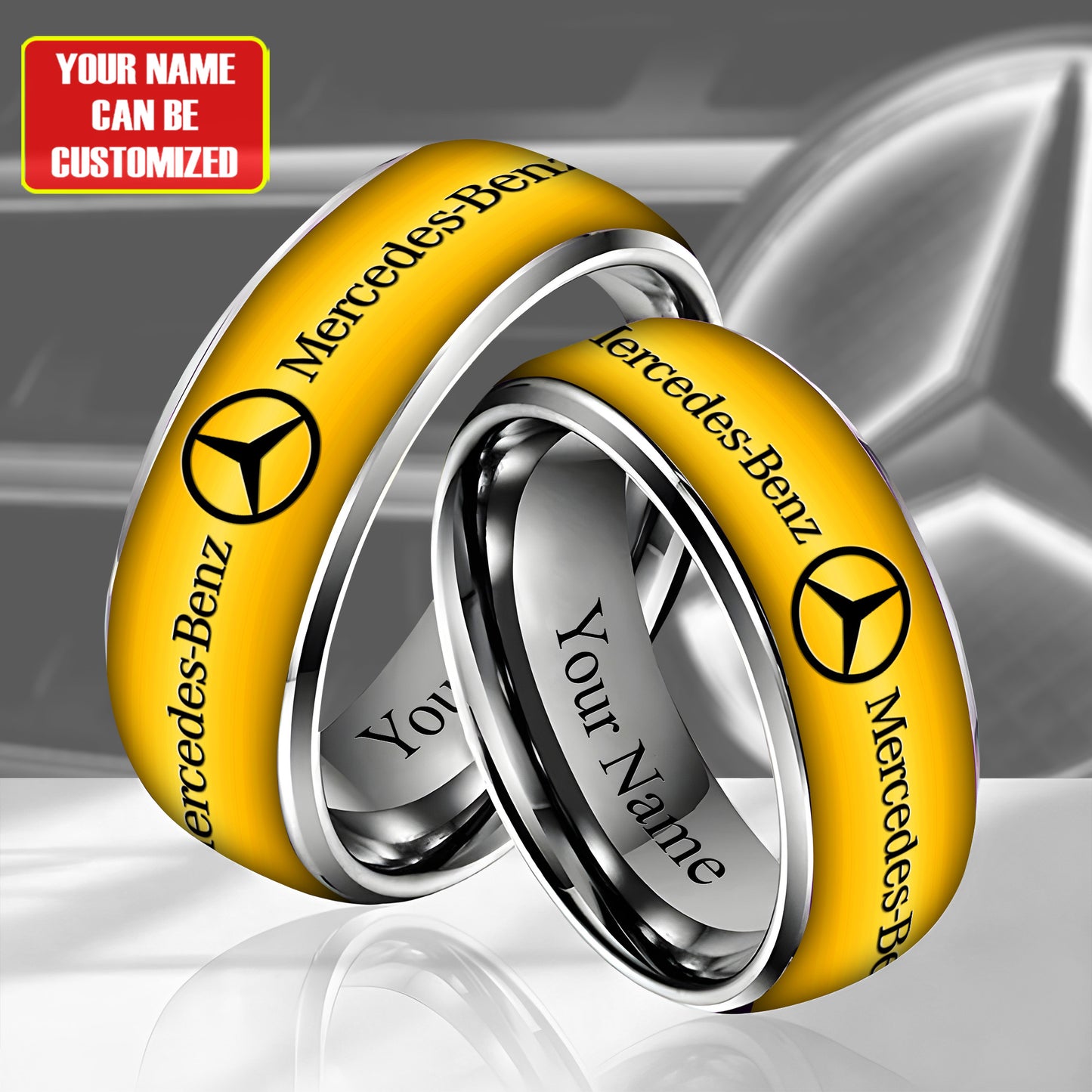 Personalized Merc Laser engraving Alloy Ring