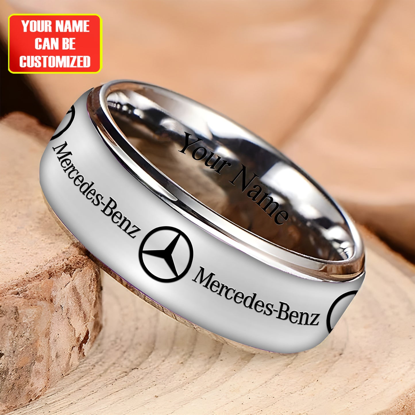 Personalized Merc Laser engraving Alloy Ring
