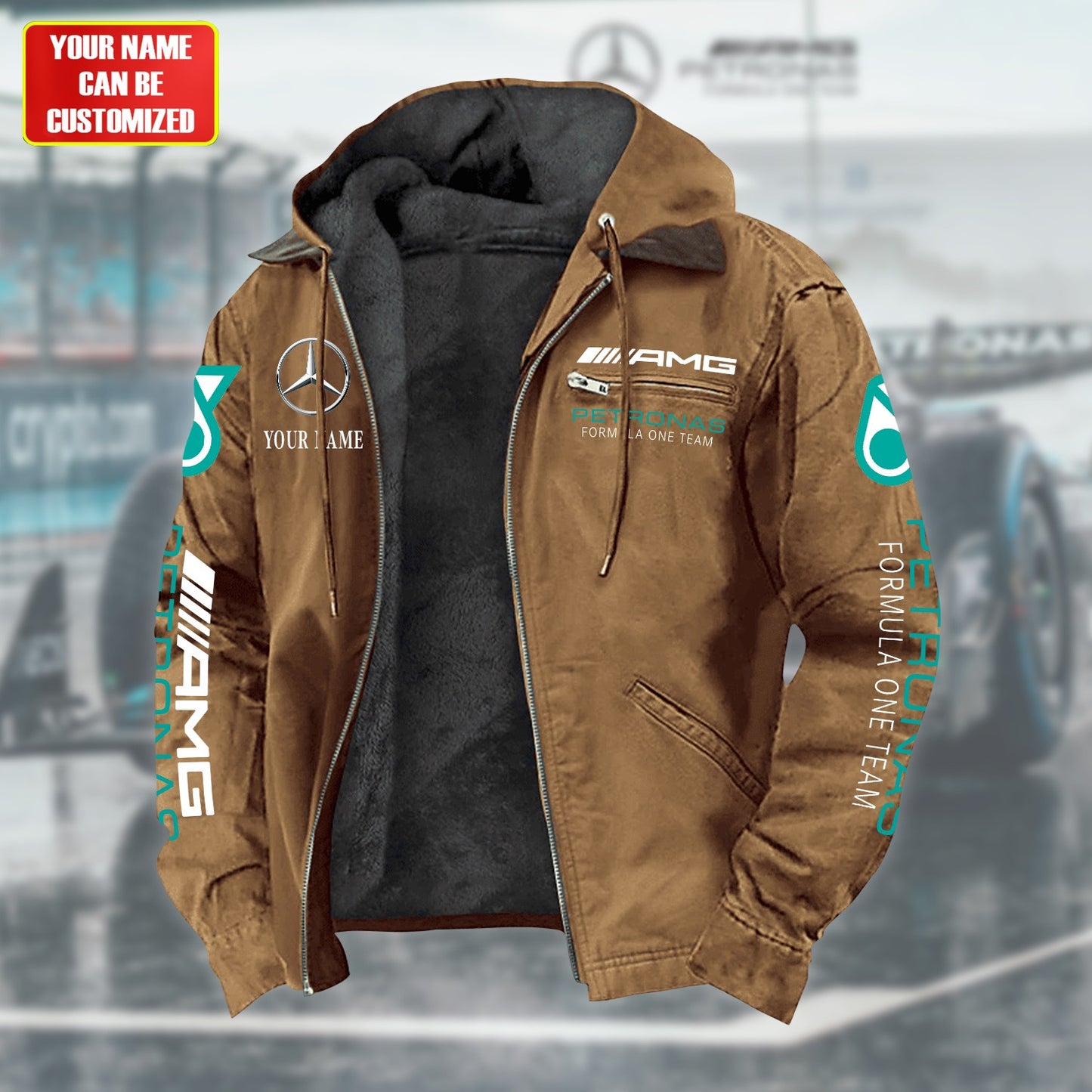 Personalized Merc AMG Petronas Fur lining Paddle Jacket