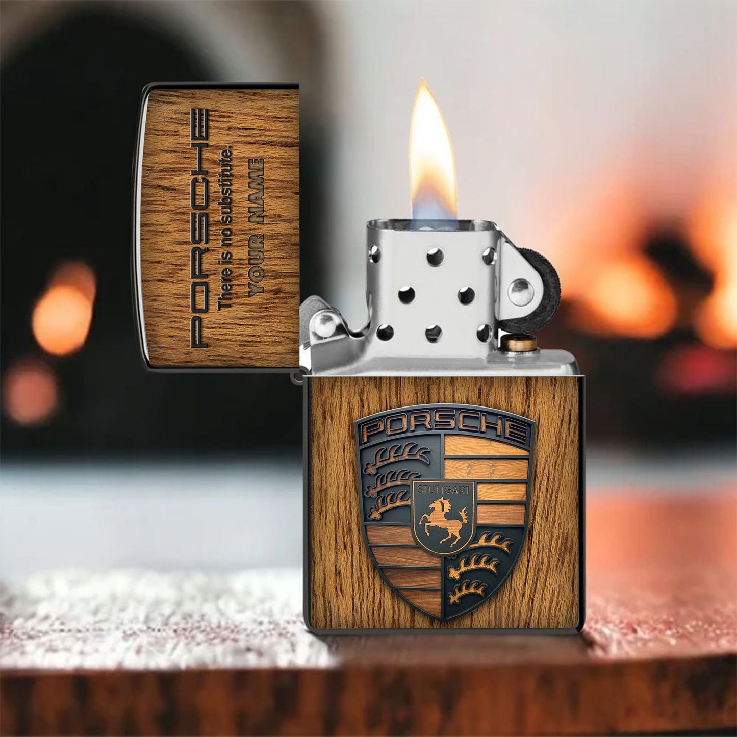 Personalized Pors Wooden Vintage Zippo Lighter