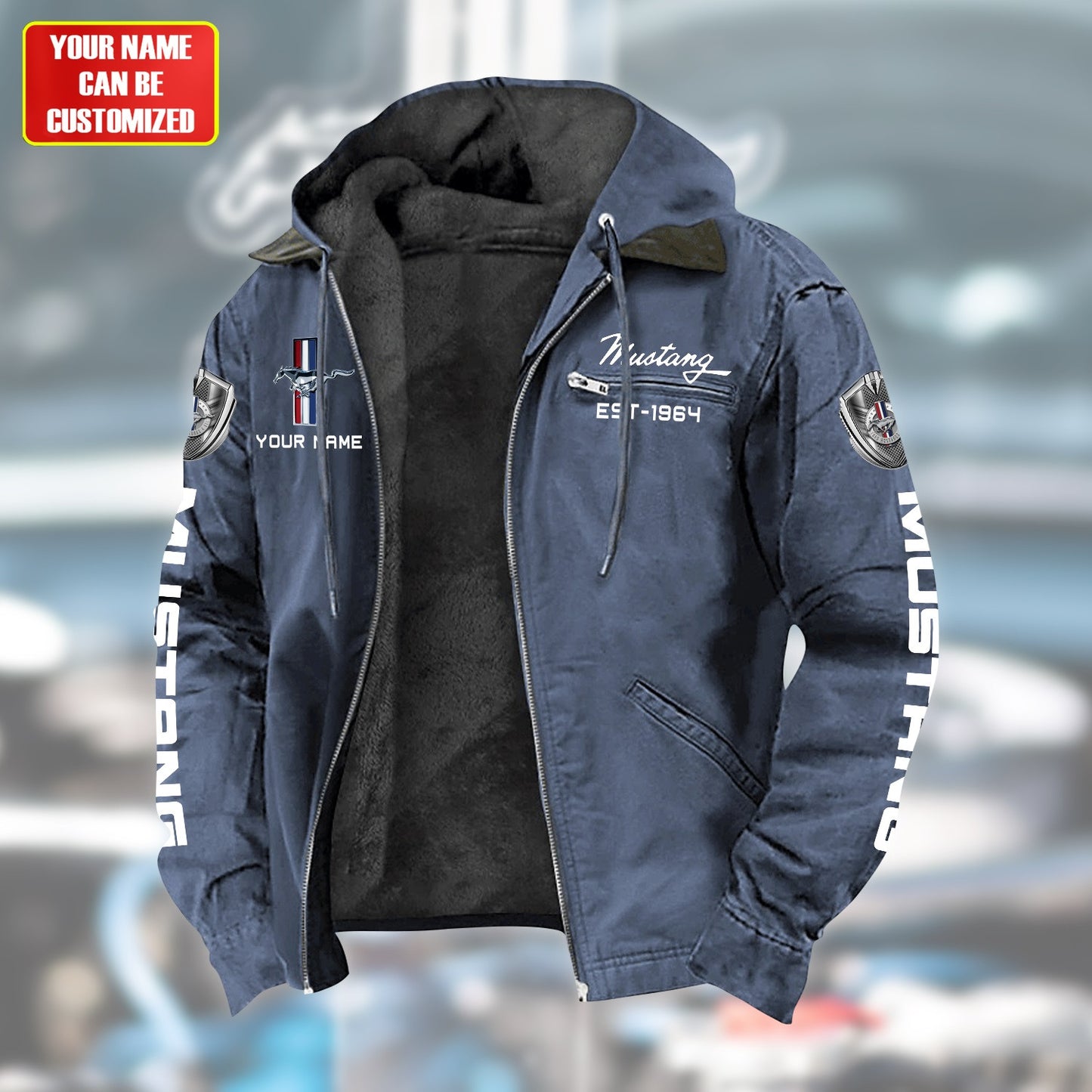 Personalized F Mustang Fur lining Paddle Jacket