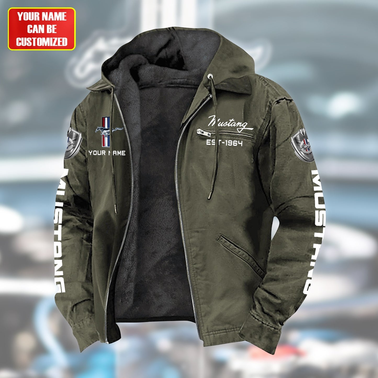 Personalized F Mustang Fur lining Paddle Jacket