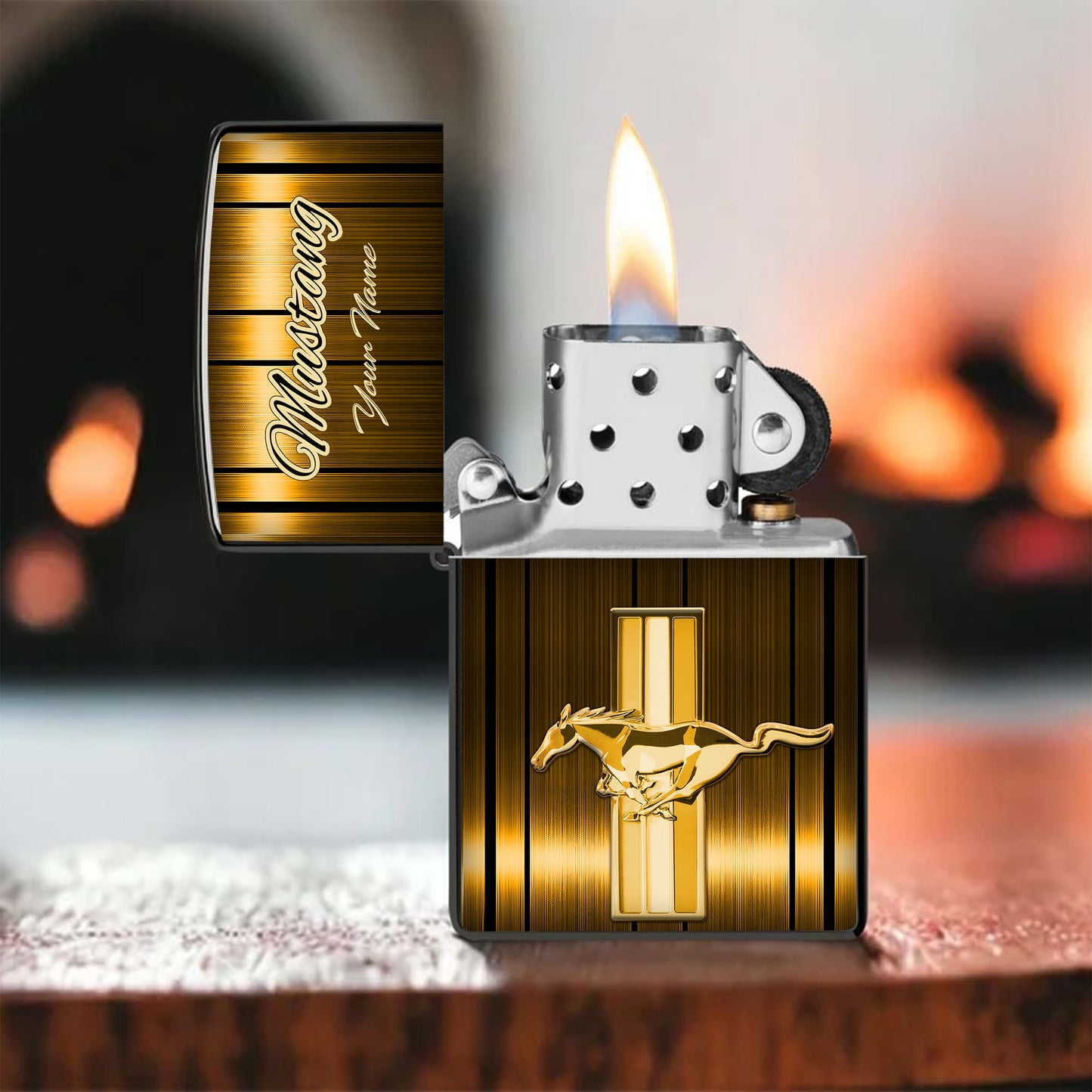 Personalized Mustang Steel Zippo Lighter