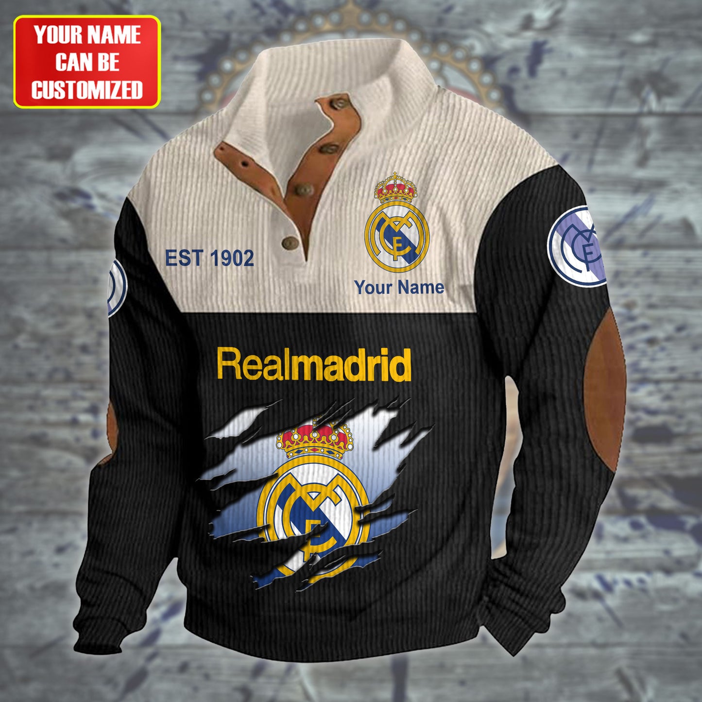 Personalized Real Pullover with Elbow Patches Sweatshirt