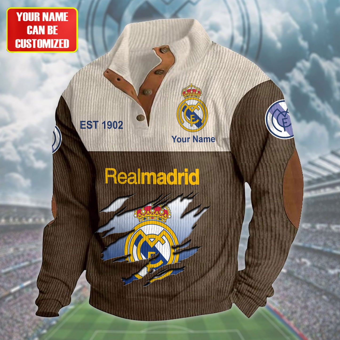 Personalized Real Pullover with Elbow Patches Sweatshirt