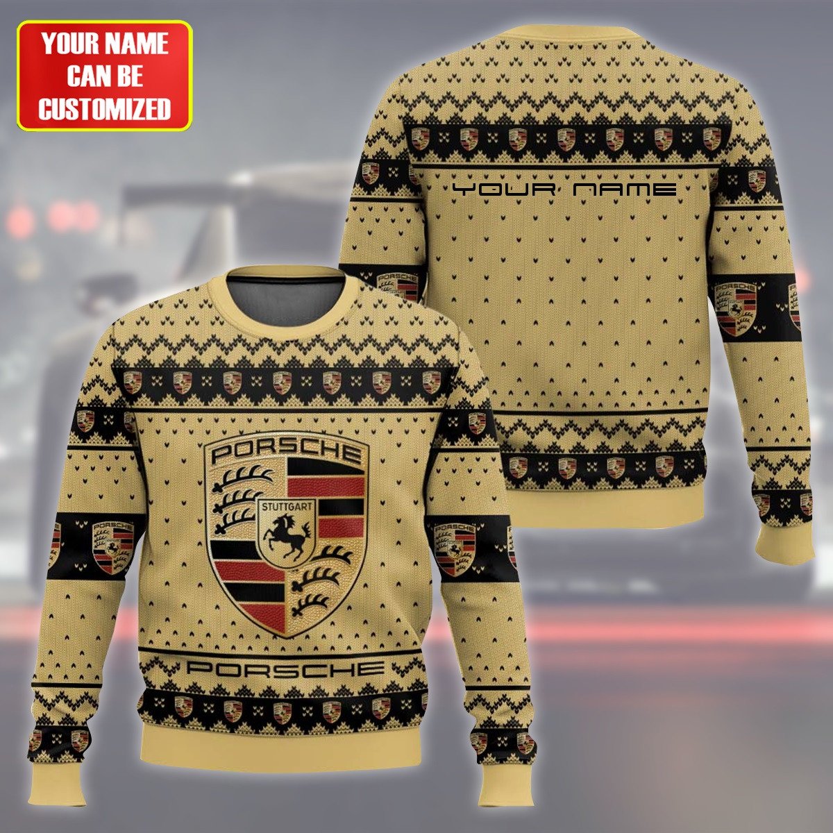 Personalized Pors Ugly Christmas Sweater , Unisex Wool Sweater