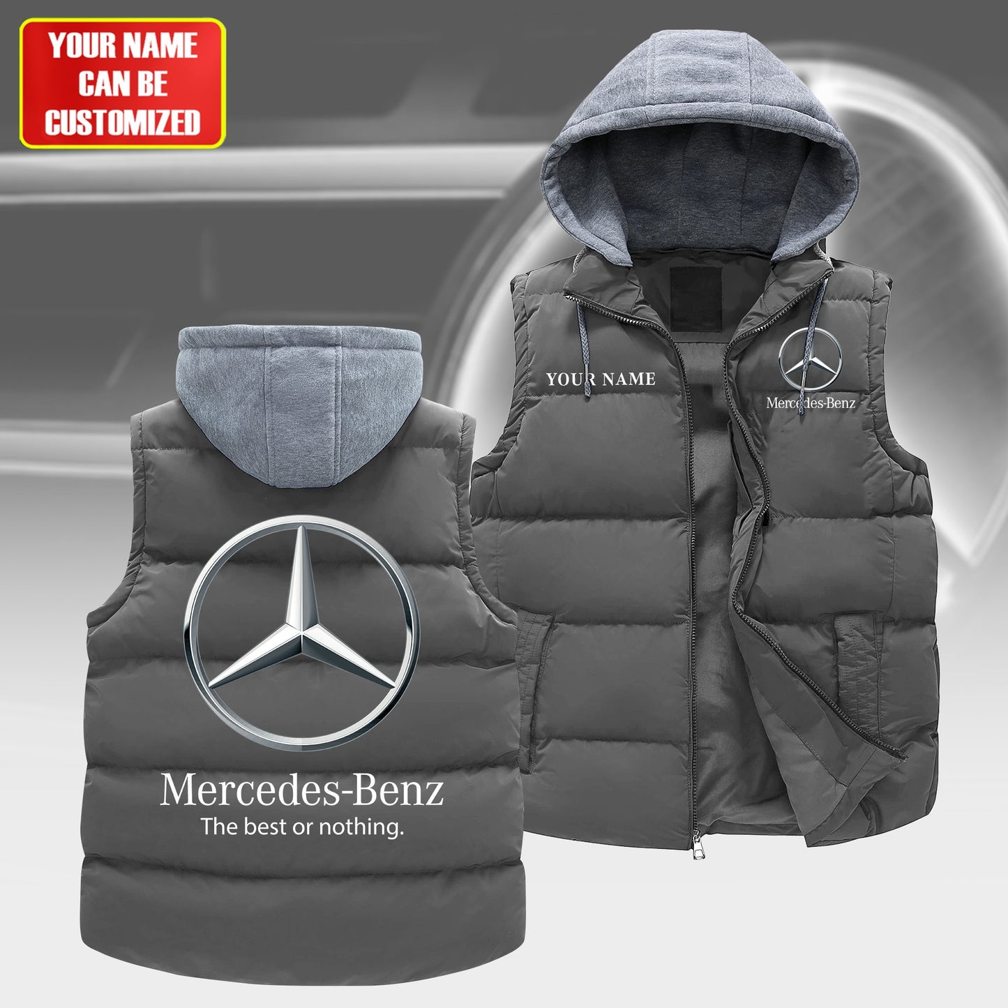 Personalized Merc Sleeveless Windproof Puffer Jacket With Hood