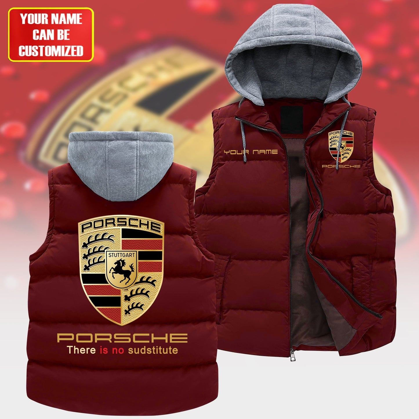 Personalized Pors Sleeveless Windproof Puffer Jacket With Hood