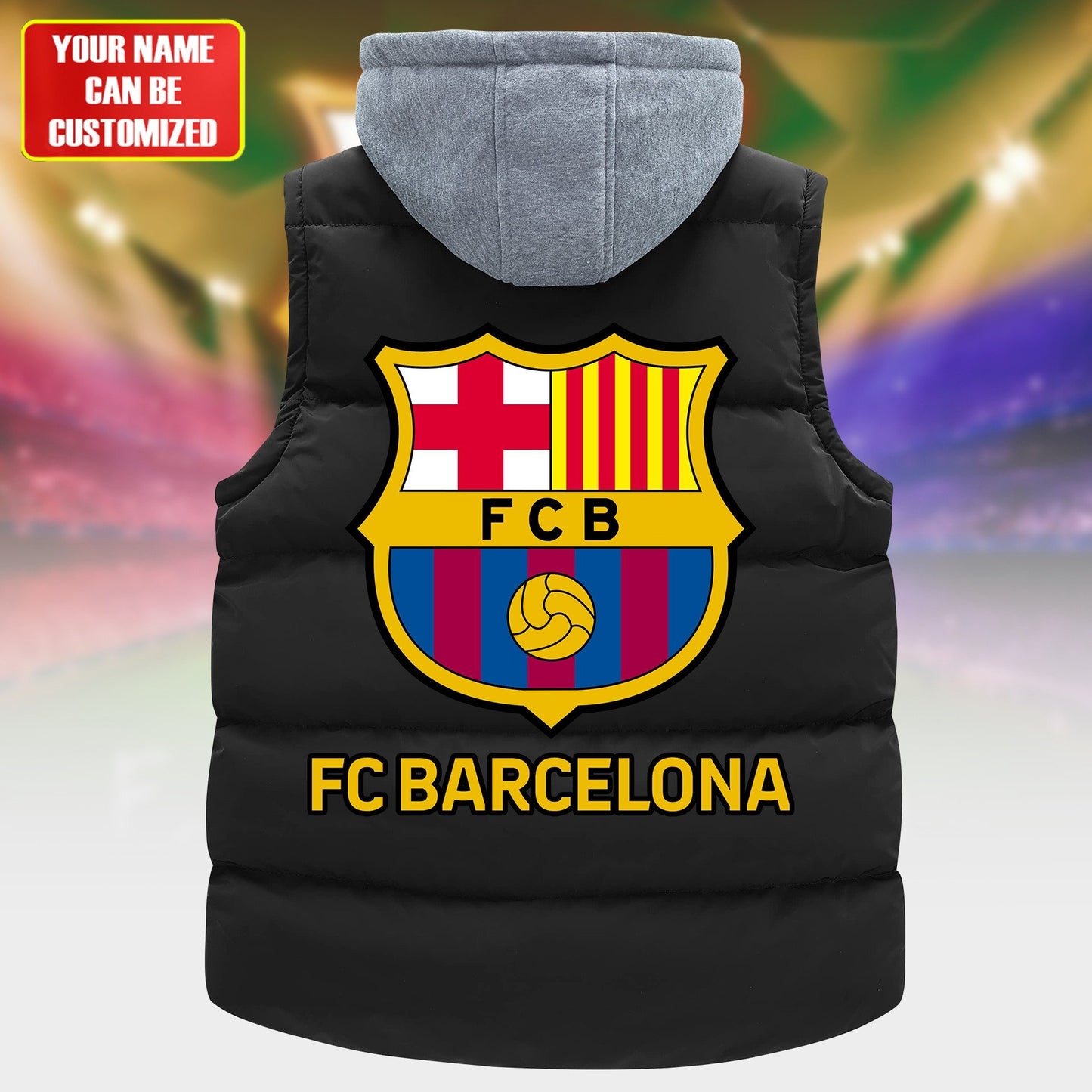 Personalized Barca Sleeveless Windproof Puffer Jacket With Hood