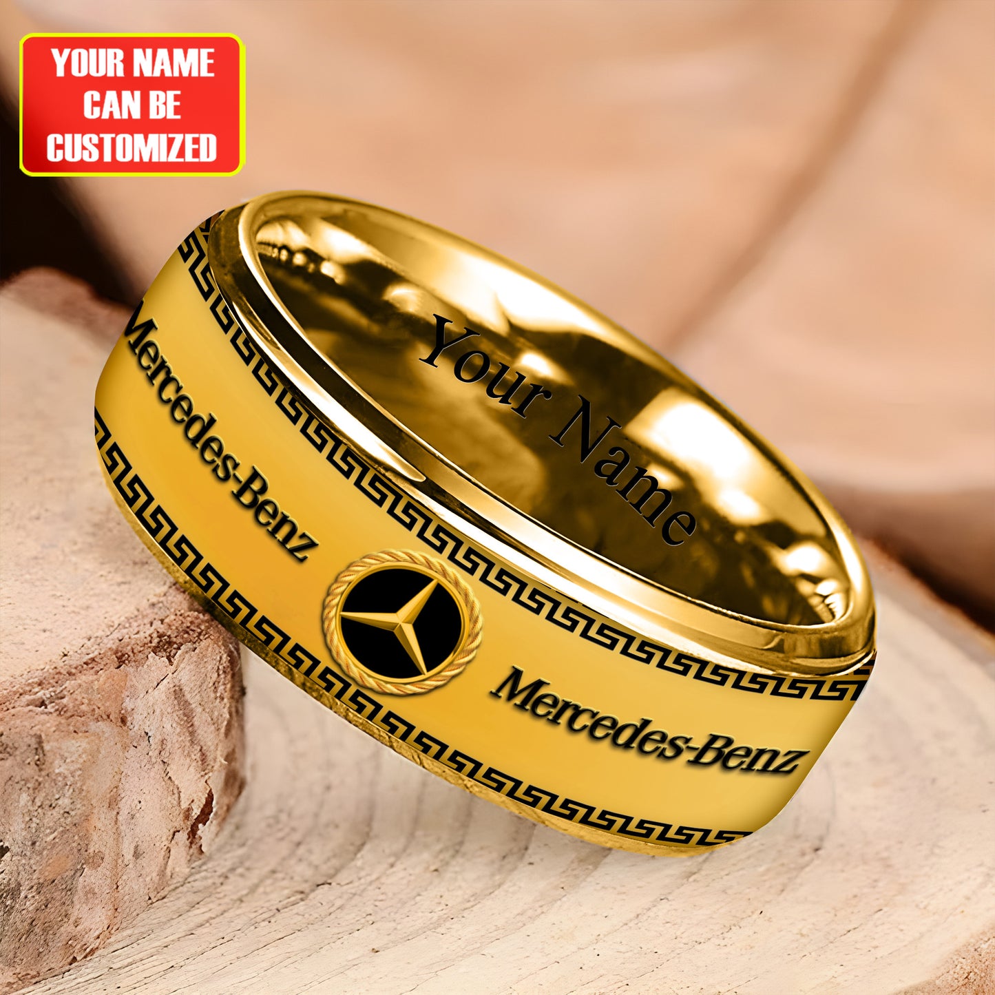 Personalized Merc Luxury Pattern Alloy Ring