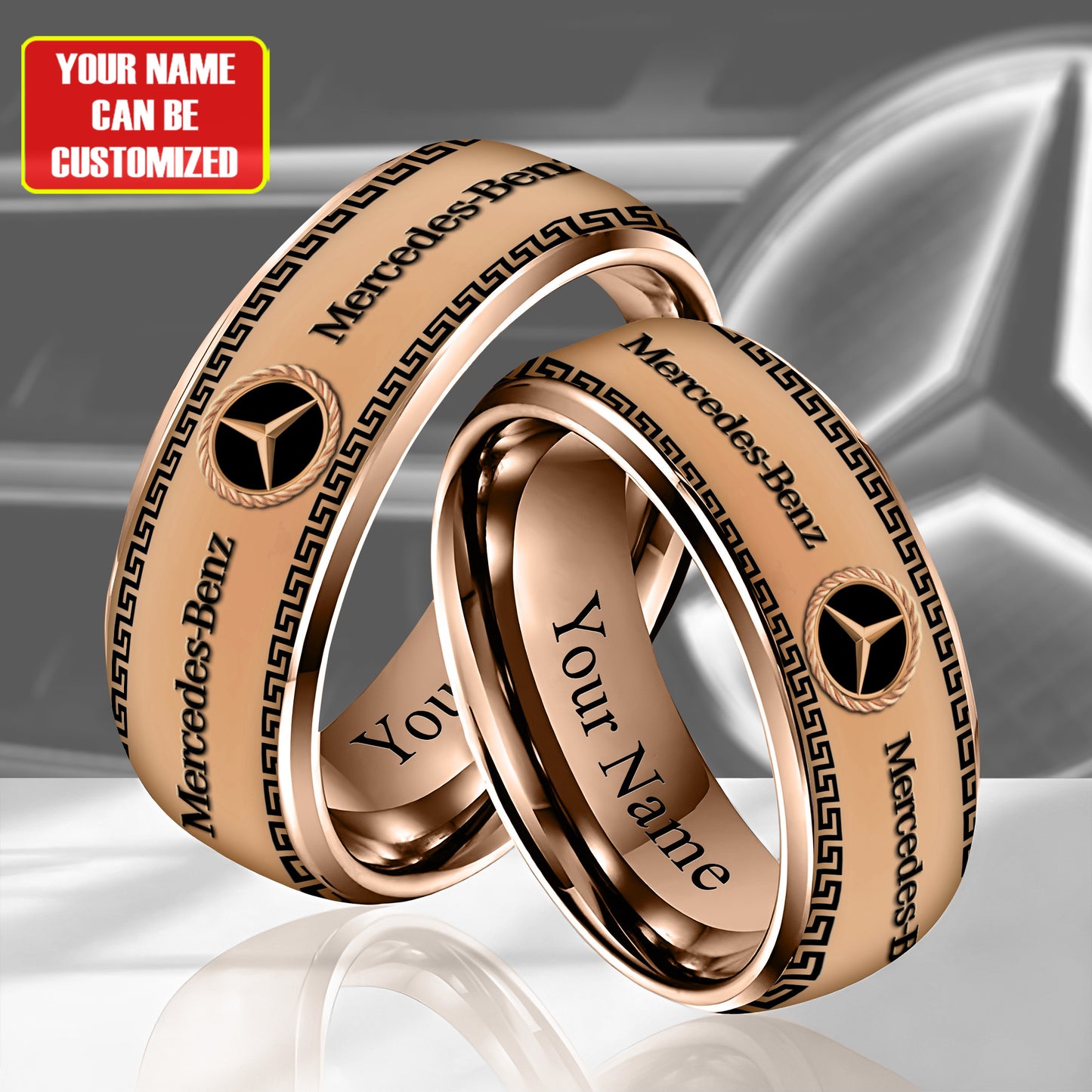 Personalized Merc Luxury Pattern Alloy Ring
