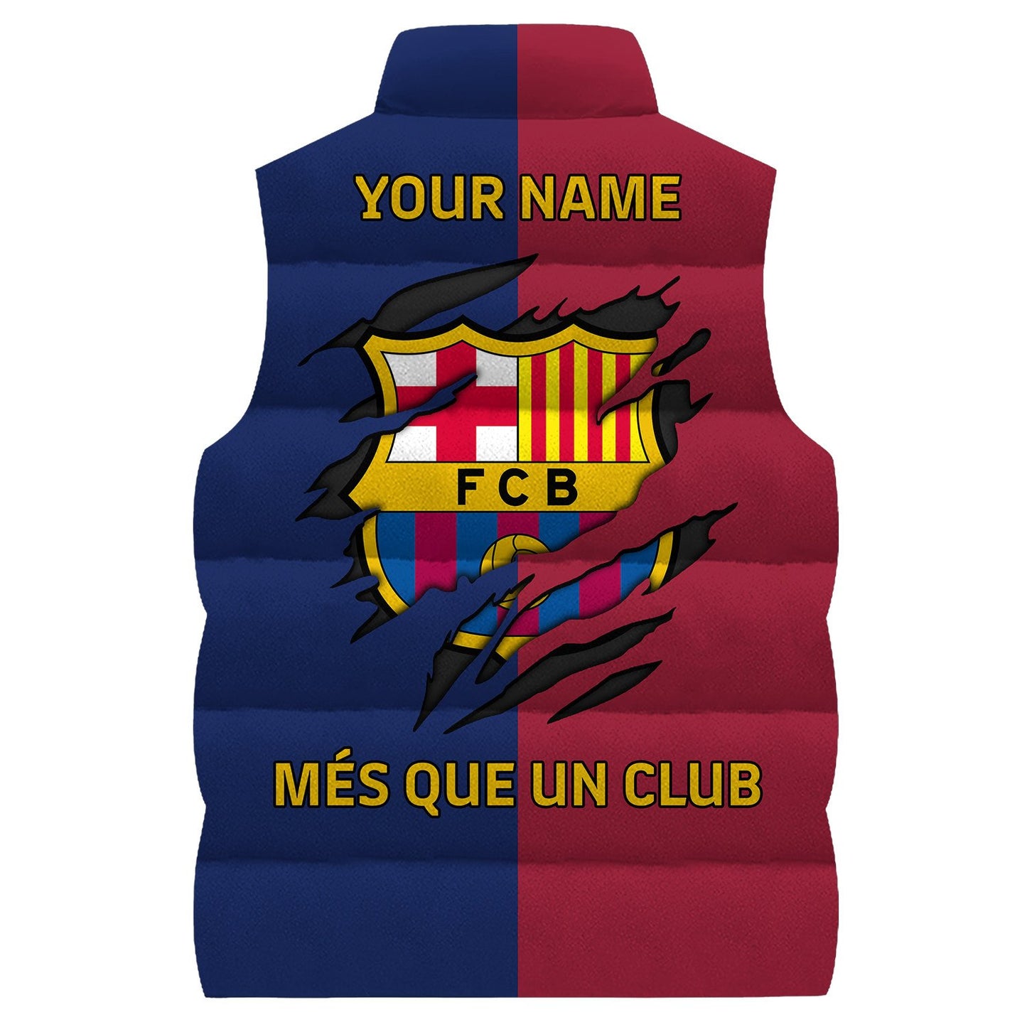 Personalized Barca FC Sport Sleeveless Windproof Puffer Jacket 3D