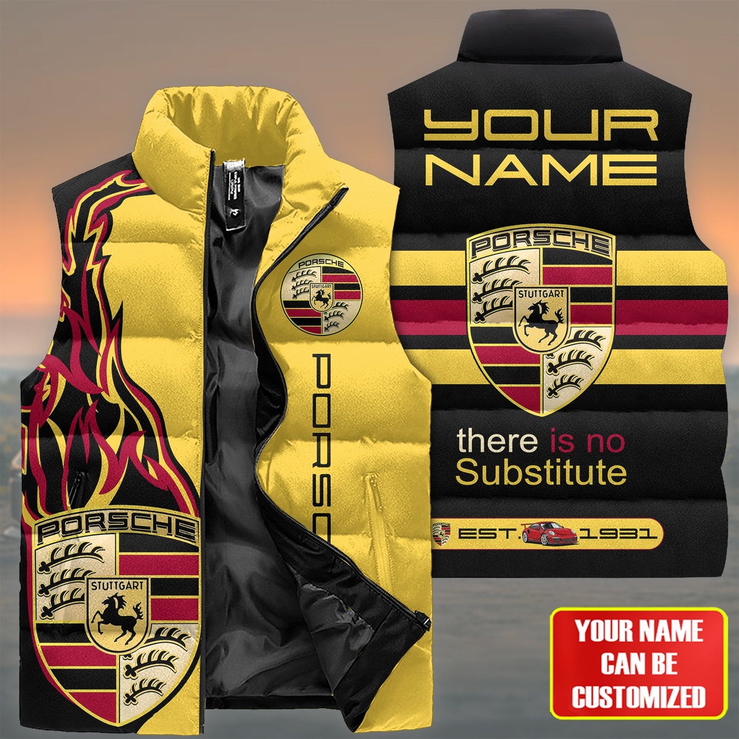 Personalized Pors Sleeveless Windproof Puffer Jacket 3D