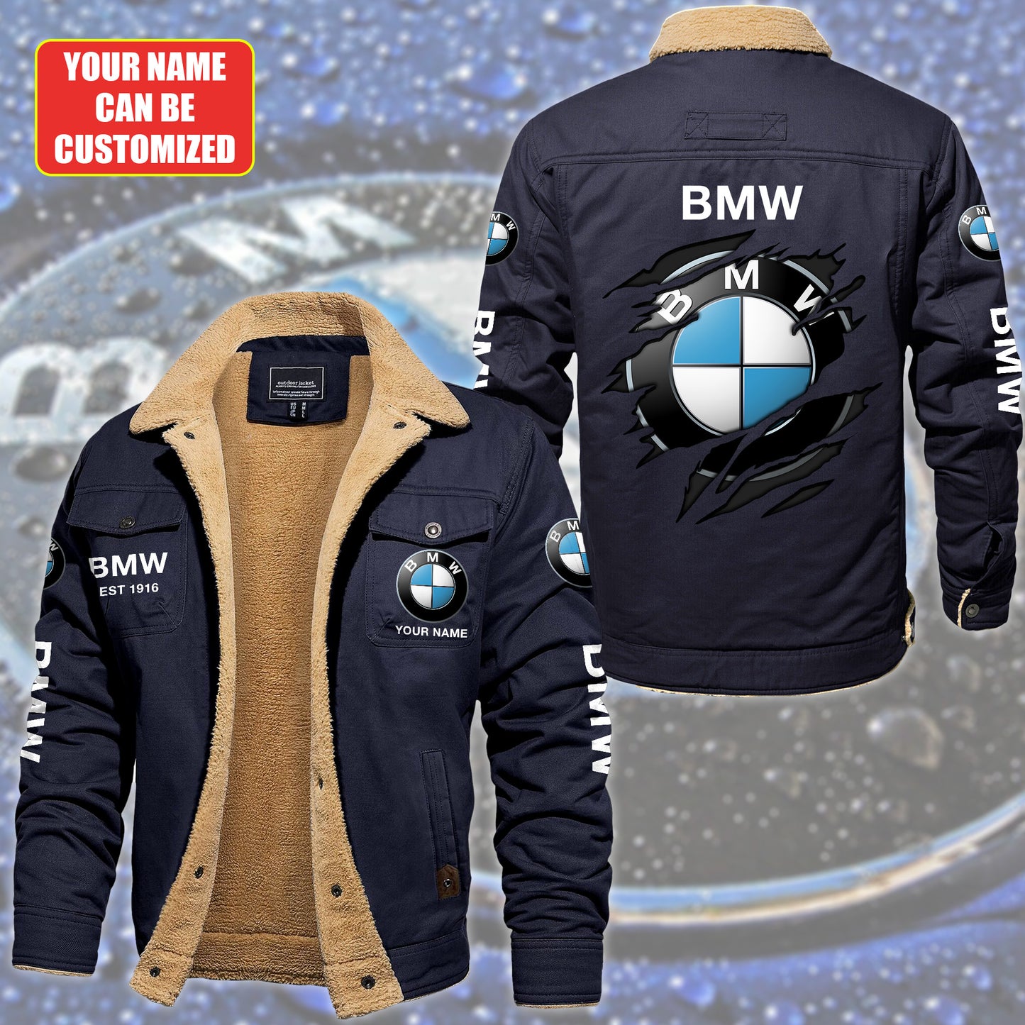 Personalized BW Fleece Thermal Cotton Jacket