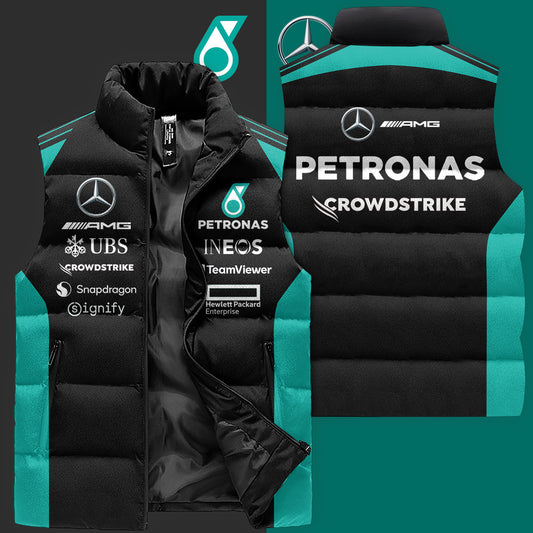 Personalized Merc AMG Petronas Sleeveless Puffer Jacket 3D