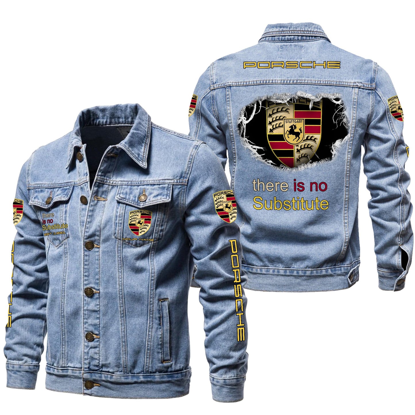 Personalized Pors Denim Casual Jacket , Cotton Jeans Jackets