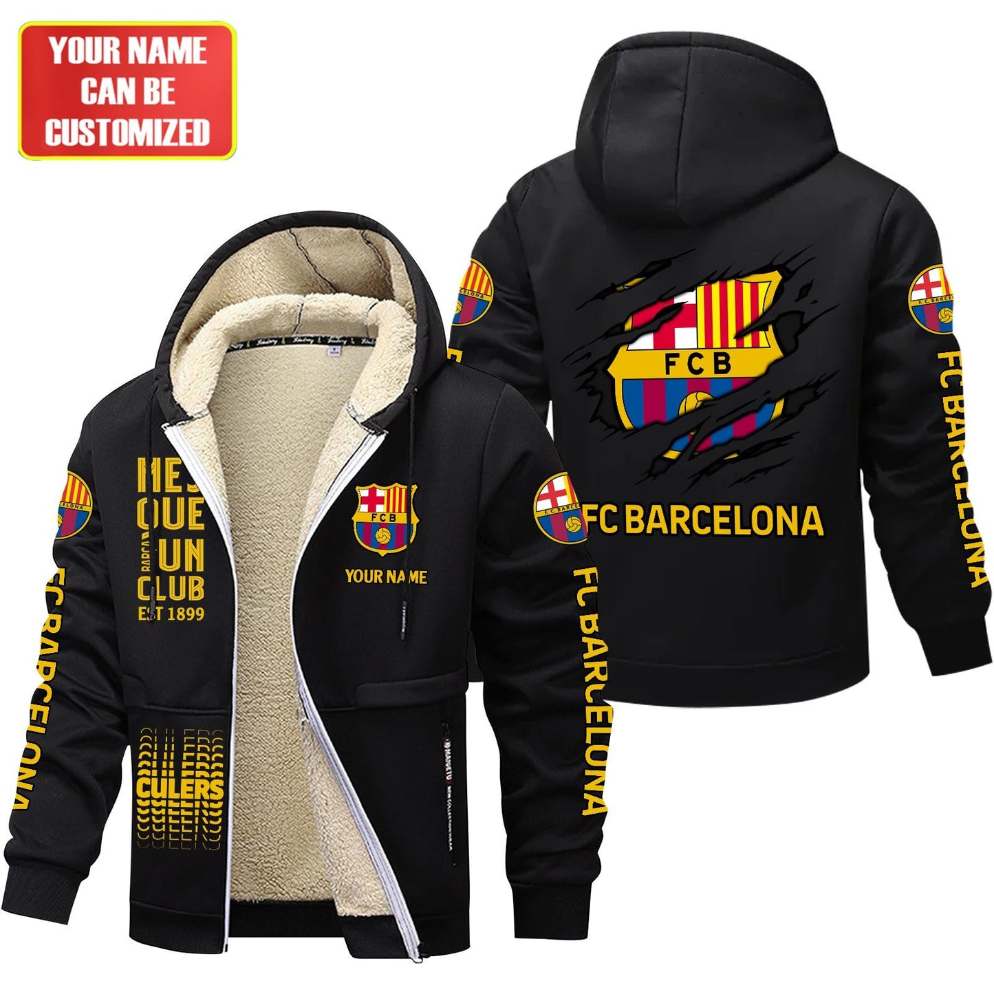 Personalized Barca FC Fleece 3D Unisex Hooded Jacket