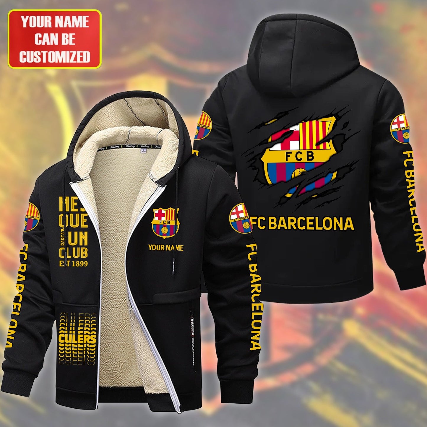Personalized Barca FC Fleece 3D Unisex Hooded Jacket