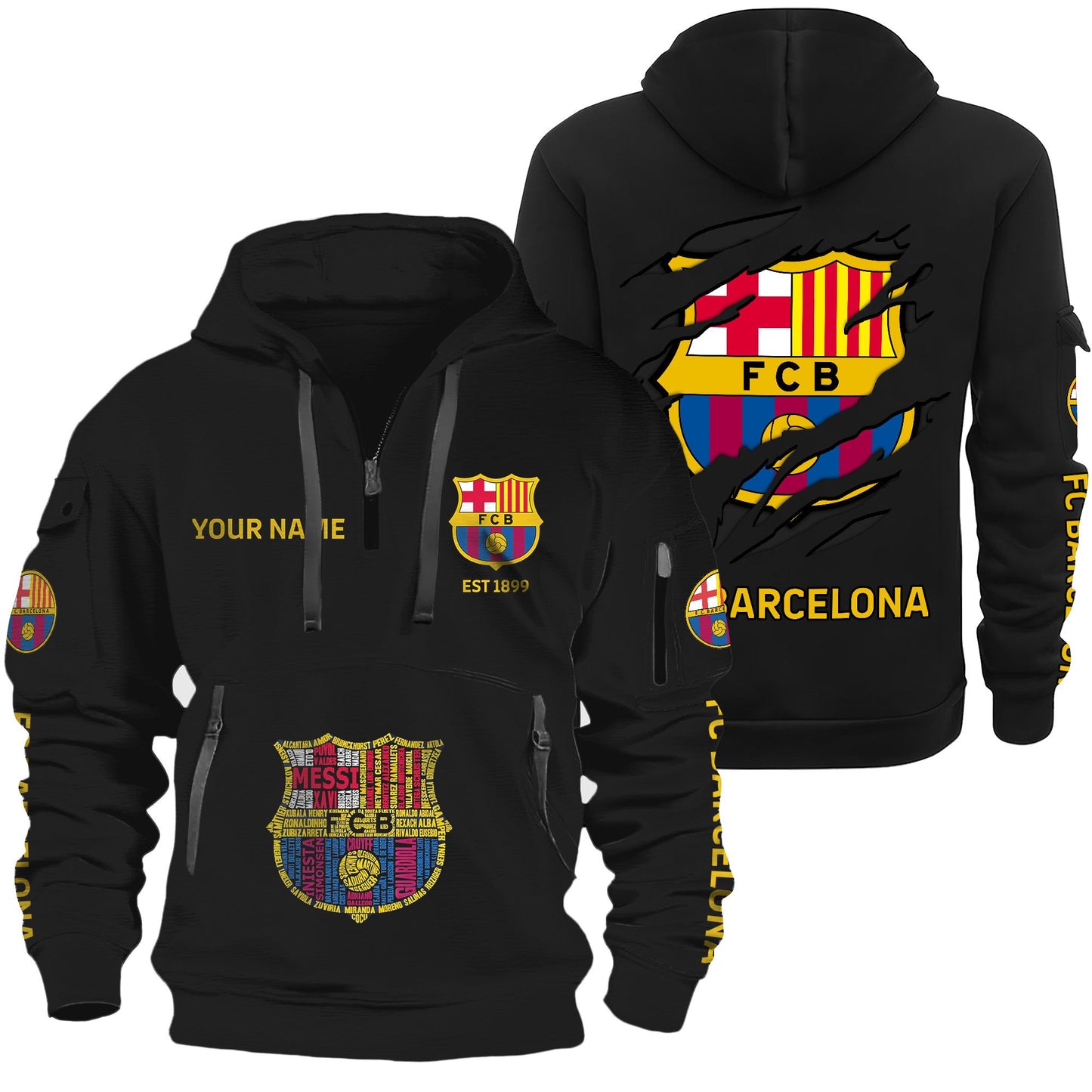 Personalized Barca FC Zip-Hoodie Cotton Jacket