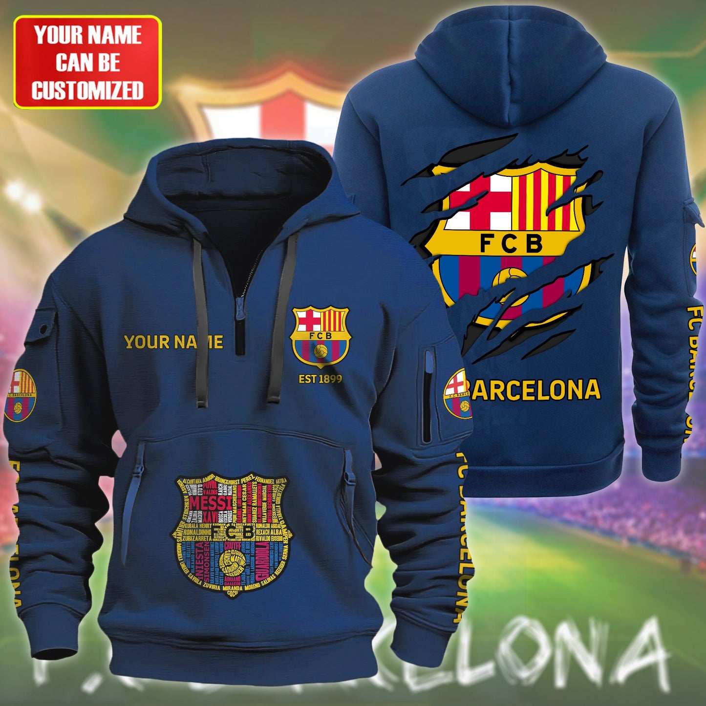 Personalized Barca FC Zip-Hoodie Cotton Jacket