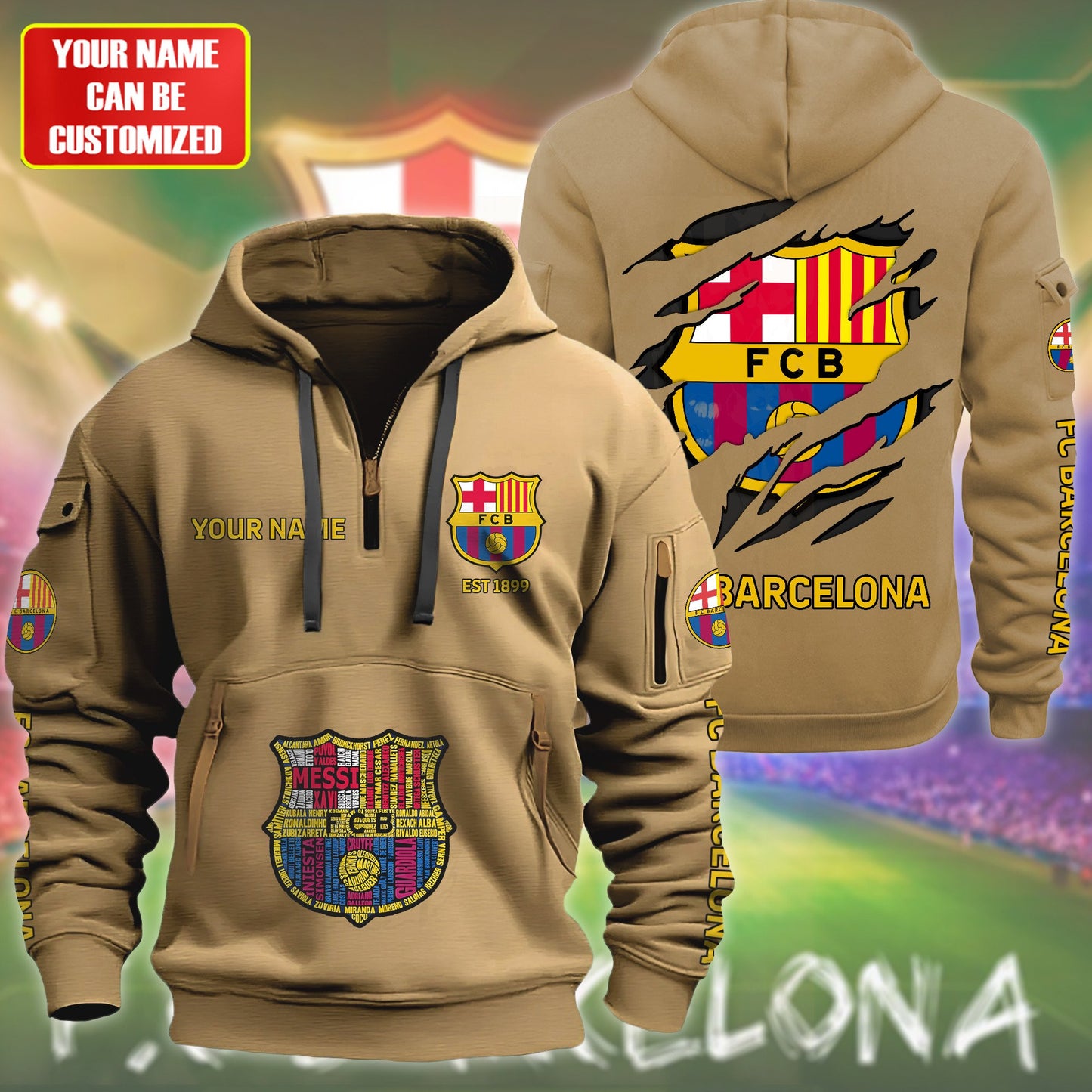 Personalized Barca FC Zip-Hoodie Cotton Jacket