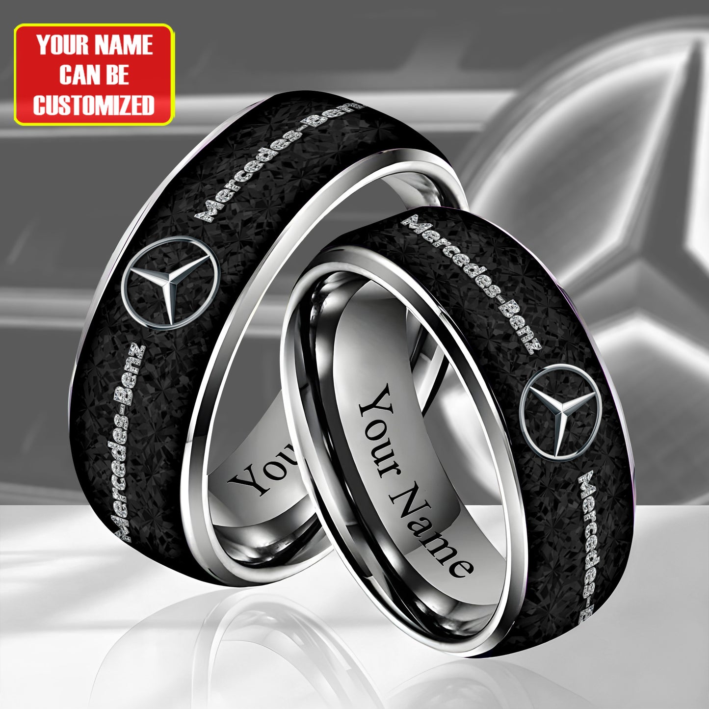 Personalized Merc Gem Luxury Alloy Ring