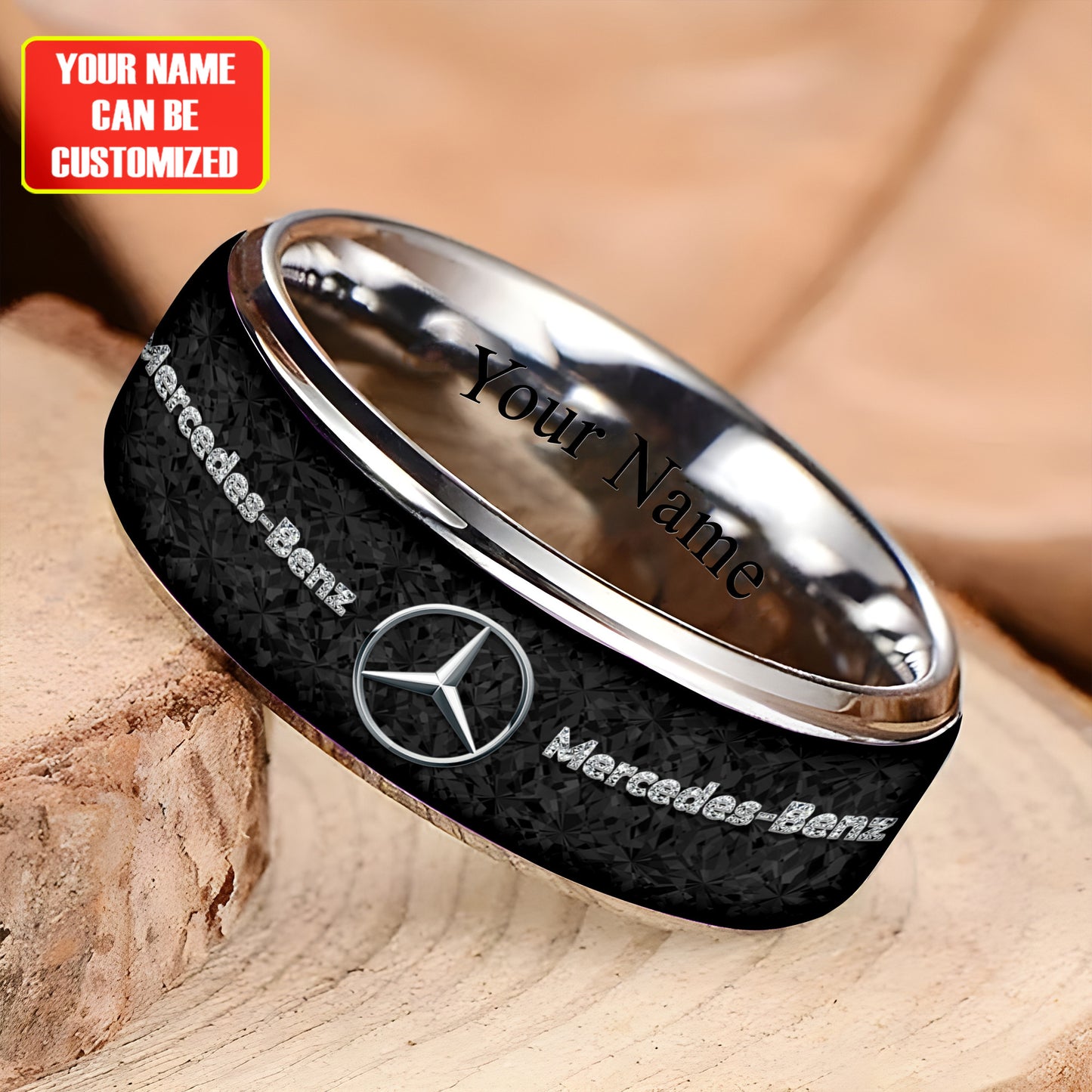 Personalized Merc Gem Luxury Alloy Ring
