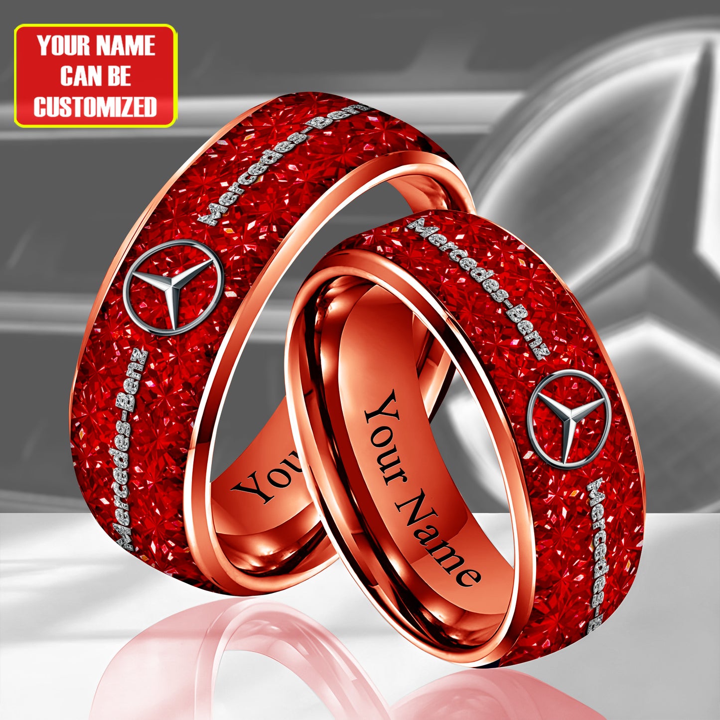 Personalized Merc Gem Luxury Alloy Ring