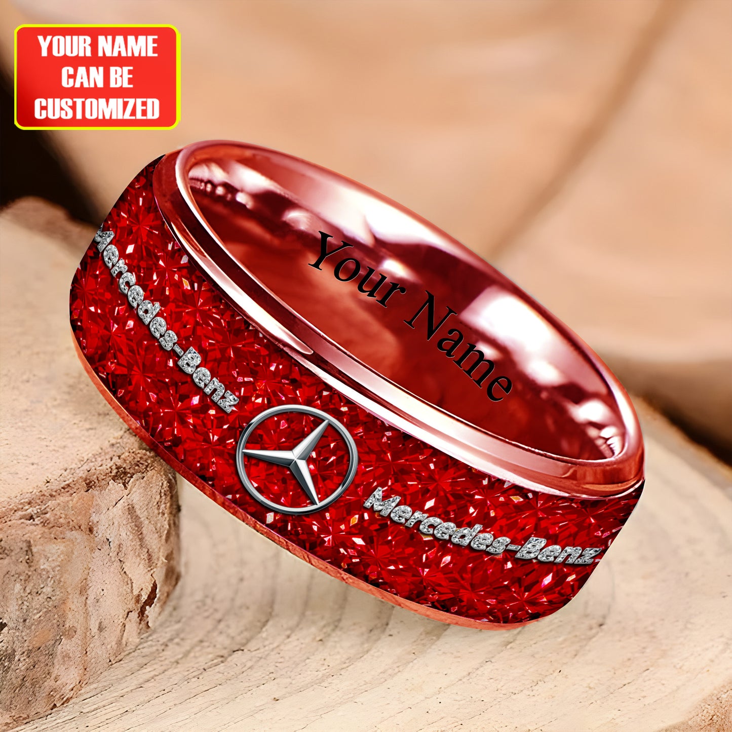 Personalized Merc Gem Luxury Alloy Ring