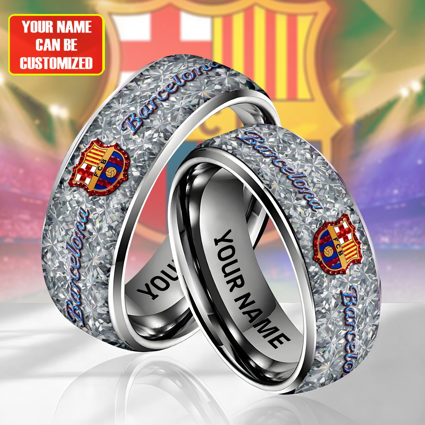 Personalized Barca FC Gem Luxury Alloy Ring